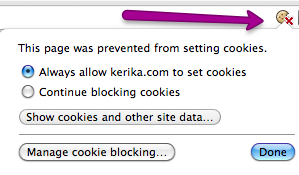 Cookie warning from Google Chrome