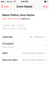 Viewing a calendar entry in iOS Calendar