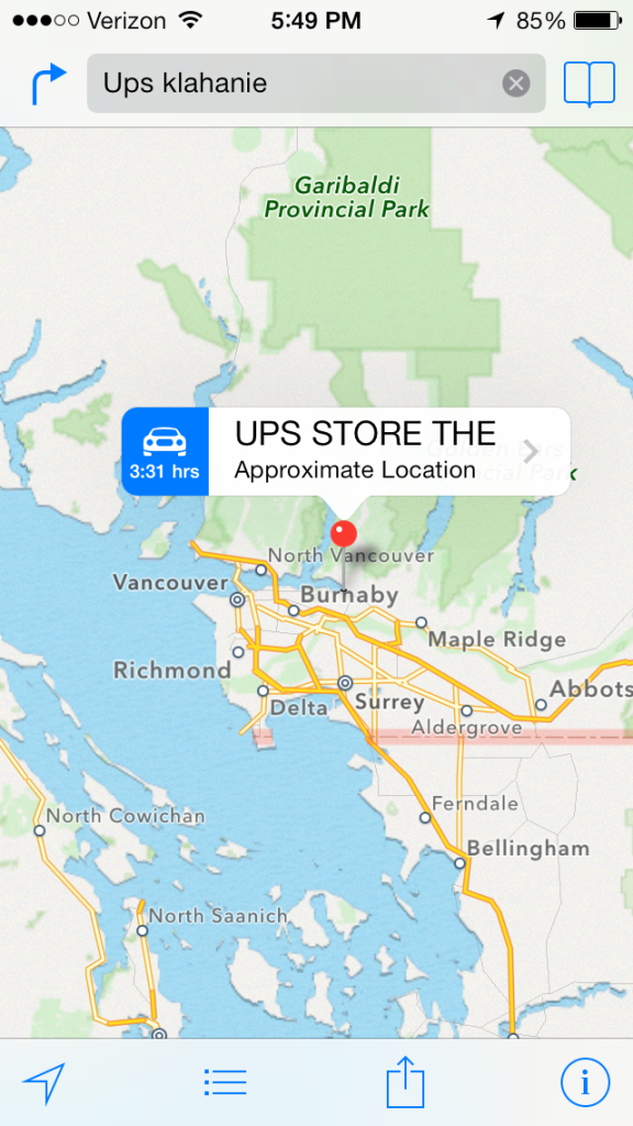 Searching for the nearest UPS store