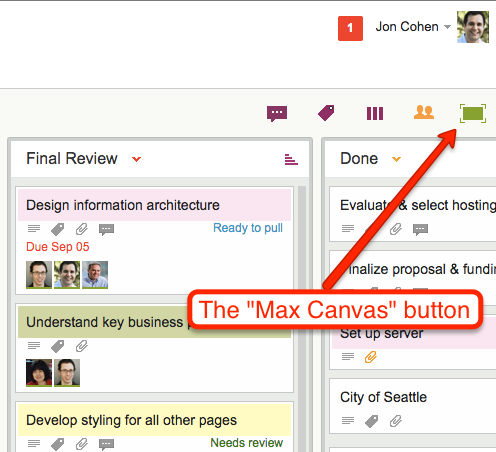 Max Canvas button