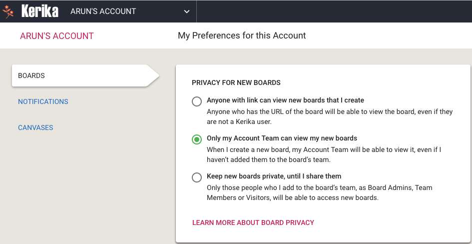 Privacy preferences