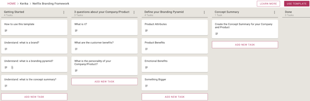 Screenshot showing template for creating a Branding Framework