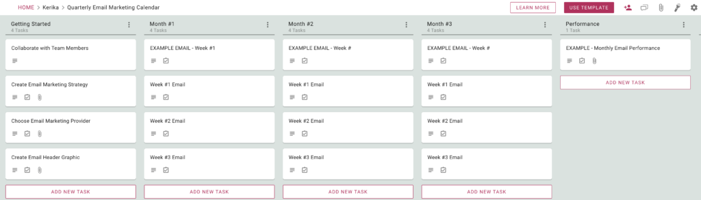 Screenshot for Quarterly Email Marketing Calendar template