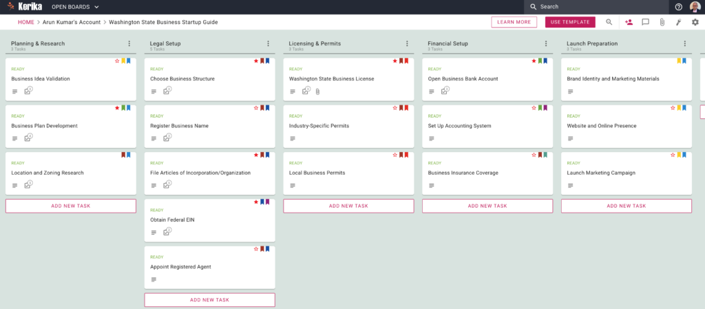 Skjámynd sem sýnir sniðmát búið til af gervigreindaraðstoðarmanninum