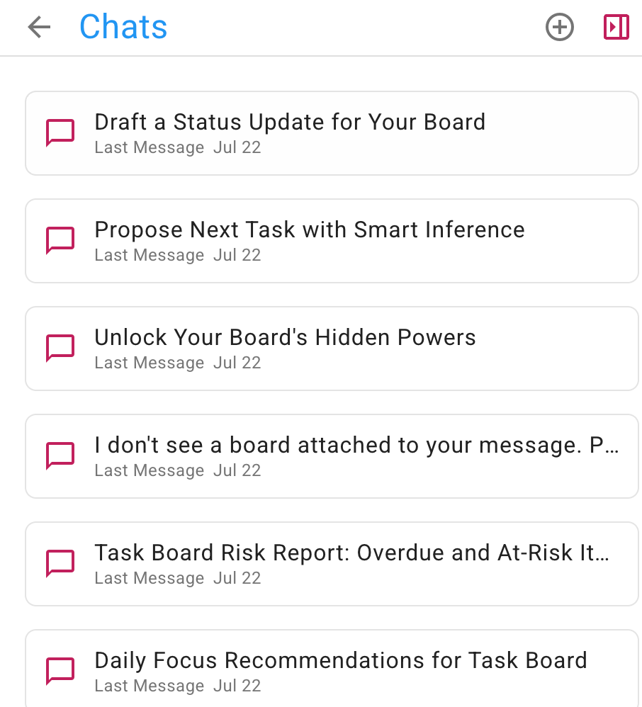Screenshot showing an example of old AI Helper chats.